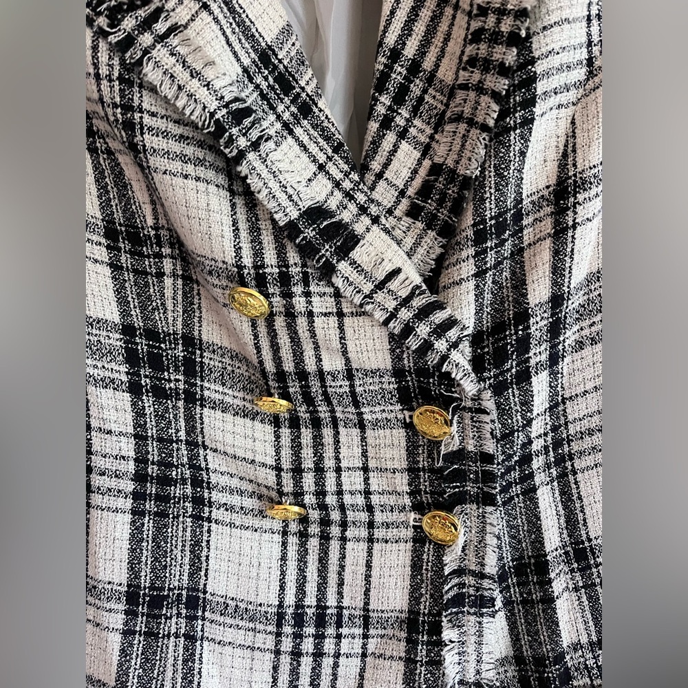 Plaid Double-Breasted Women's Jacket guilliana rancic